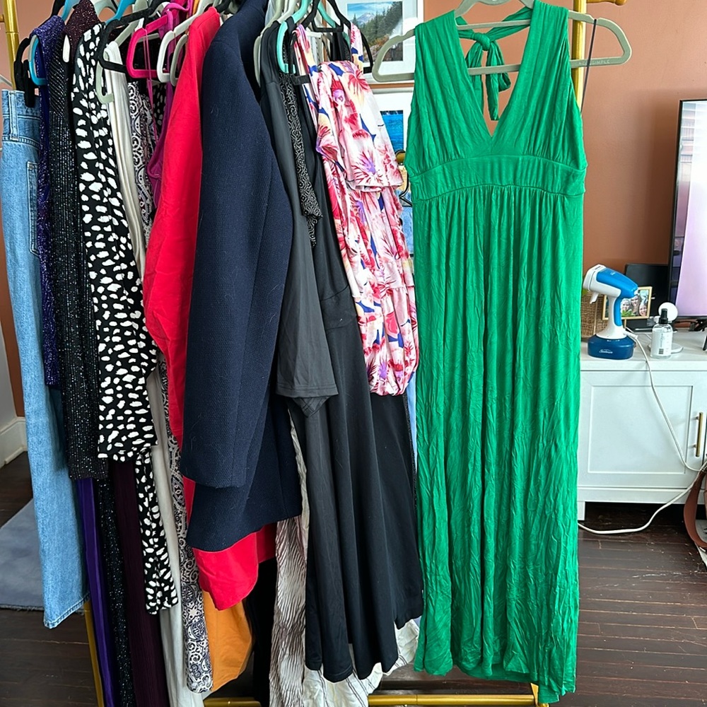 Beautiful Green Maxi Dress, Halter Top